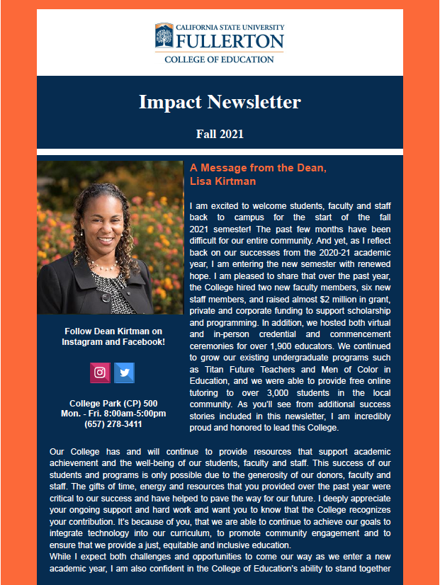 Impact Newsletter Fall 2021