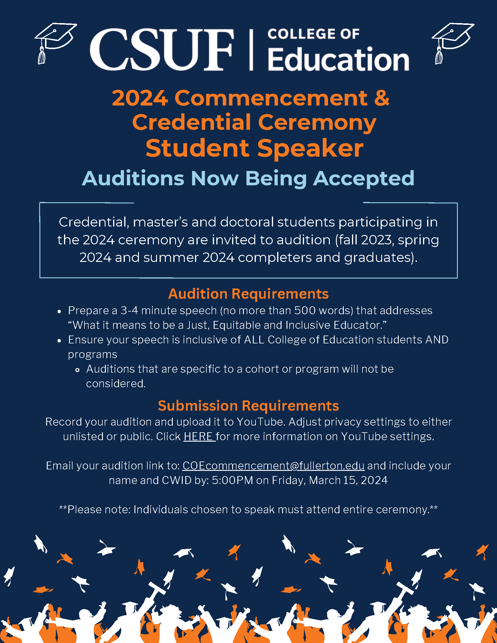 2024 student speaker audition flier