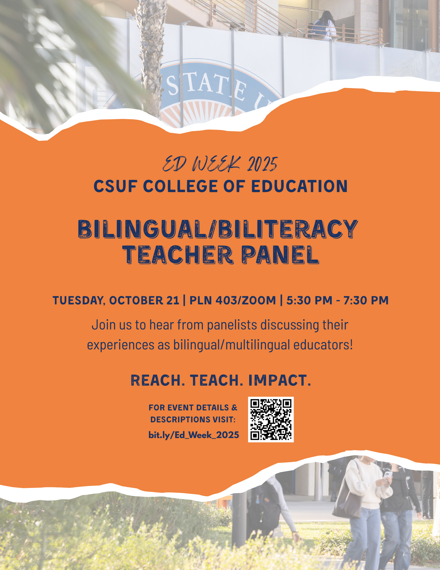 details of bilingual panel flier