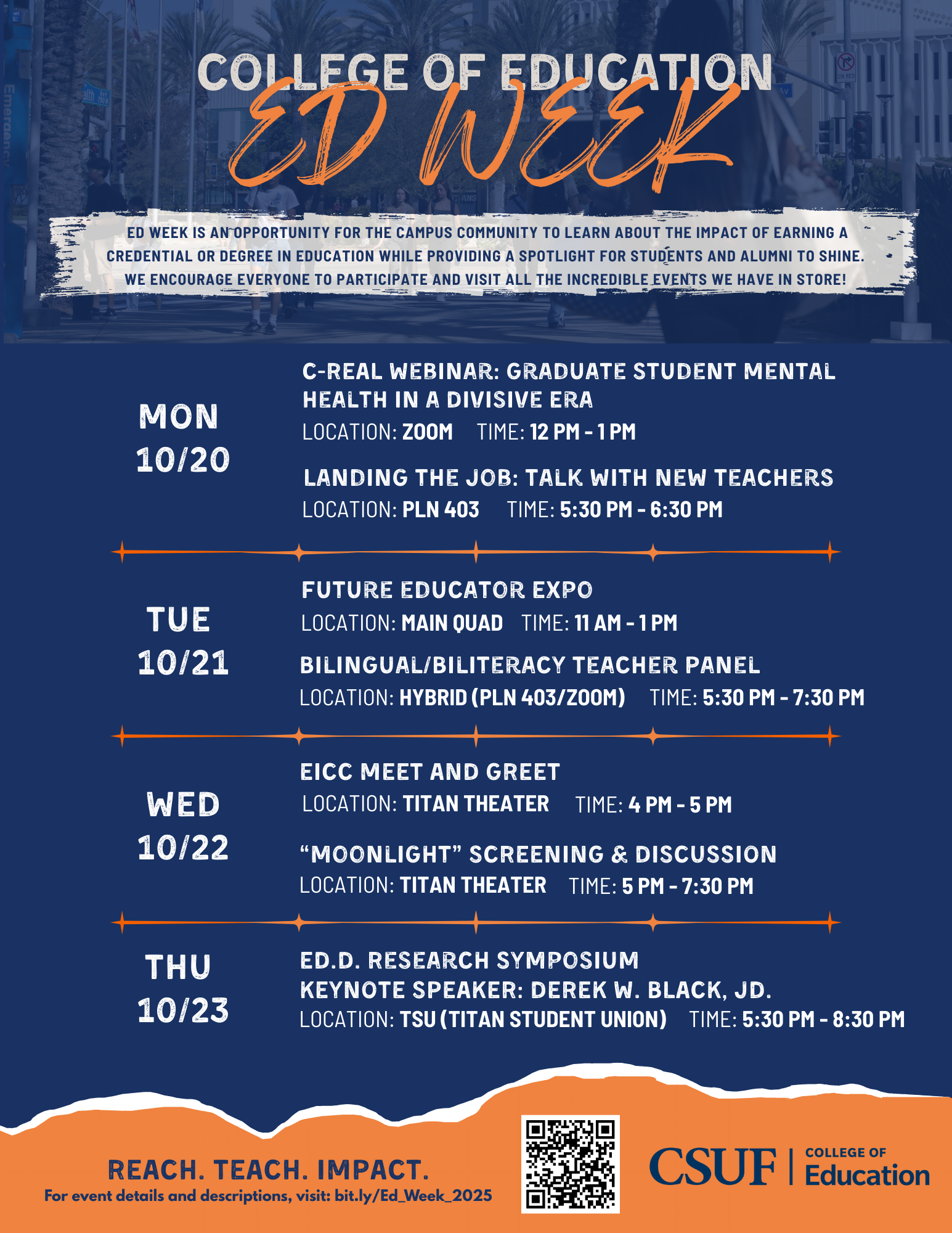 master flyer for ed week with dates and times