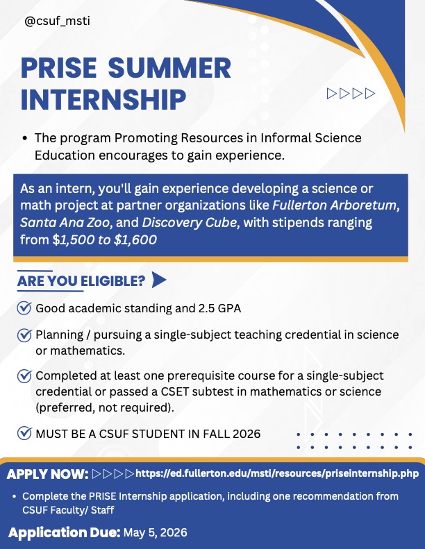 Flyer for PRISE 2026 Applications 