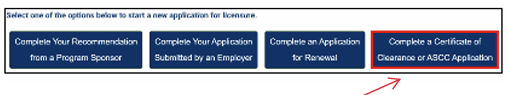 Complete a certificate of clearance or ascc application